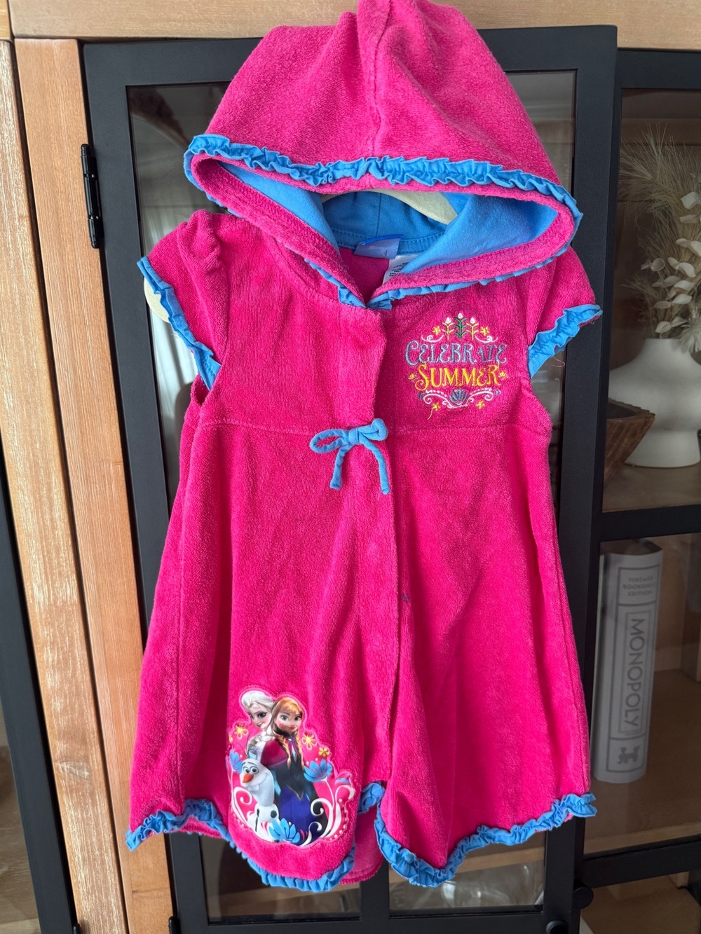 2014 Disney Frozen dress coverup anna elsa olaf embroidered terry toddler vintag